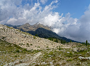 Vista dal valico del Col du Lac Blanc.