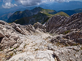 Scorcio sull’imbutiforme Canalino della Direttissima Est al Terminillo.