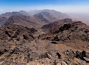 Il grandioso panorama che si gode dalla vetta del Toubkal a 4167m.