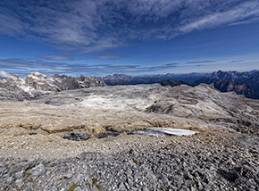Panorama sull’Altipiano delle Pale di San Martino dall’Anticima Est de la Fradusta.
