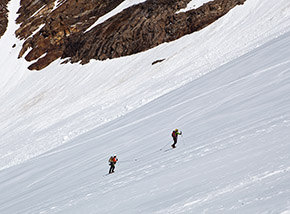 Sul Ghiacciaio di Indren verso Punta Giordani.