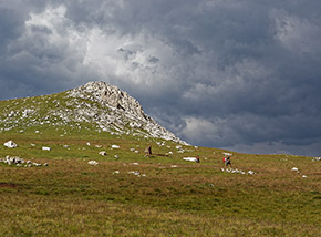 Sui dolci pascoli che ci separano dalla piccola cima di Monte Castello.