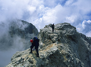 Lungo la Via ferrata Bianchi, sulla cresta terminale.