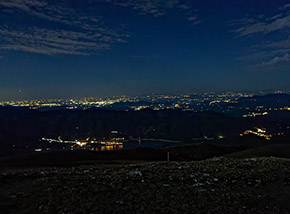 “Luci sulla Sabina“ (dalla cima del Monte Navegna vista notturna verso il Lago del Turano e la Sabina).
