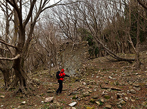 Risalendo verso la rocca fra i ruderi di Tolfa Nuova.