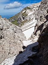 Affaccio sull&rsquo;incassato Canalino Nord di Santa Colomba.