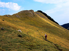 Il sentiero che da Piana del Laghetto sale a Cima Alta.