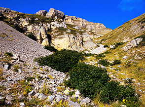 Scorcio su uno dei canali che scendono nella Valle di Taranta nei pressi del Fontanino.