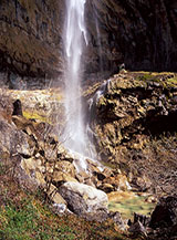 Ai piedi della Cascata di Biselli.