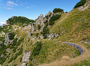 Sulla mulattiera militare in vista di Cima Levante.