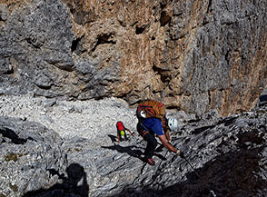 Inizio della discesa sulla Ferrata Nico Gusella.