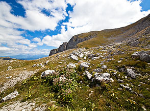 Sul terrazzone carsico al fondo dell&rsquo;Anfiteatro Nord del Terminillo.