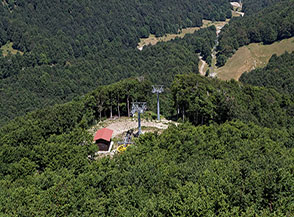 L&rsquo;arrivo della Seggiovia Rubbio tra i boschi della Vall&rsquo;Organo.