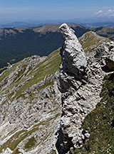 Curioso dito di roccia sulla Cresta Nord di Cima di Vall&rsquo;Organo.