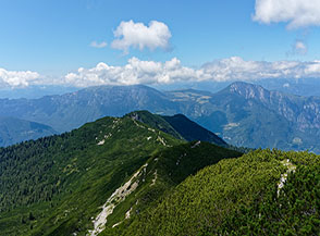 La Cresta Nord-Ovest de la Vigolana ricoperta di mughi si allunga su Colle del Campigolet.