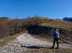 All&rsquo;attacco del crestone prativo di Colle del Ghiaccio.