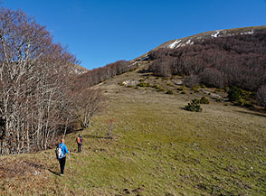 Sul crestone prativo che sale verso Colle Piano.