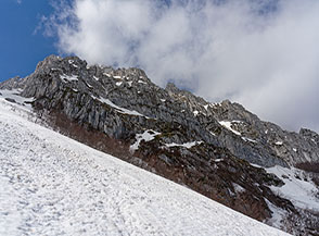 Scorcio sulla catena del Sirente di fianco al Canalone Maiori.
