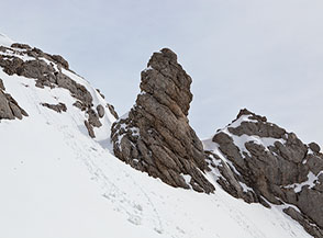Guglia di roccia lungo la Cresta Sud-occidentale del Velino.