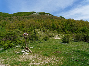 Sul colle alla testa della Valle del Prete dove si stacca il sentiero per il Pizzo Pellecchia.