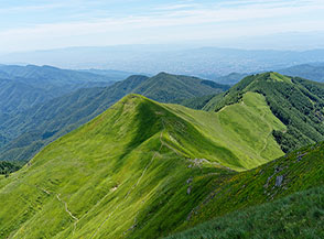 La cresta che dal Monte Gennaio si dirige verso sud, in primo piano Poggio delle Ignude.