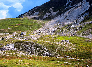 La conca del circo glaciale di Monte Mare.
