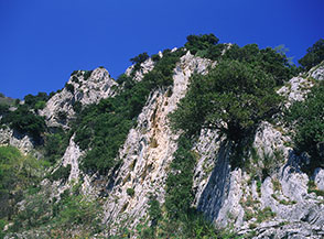 Le rupi rocciose della Cresta Sud-Est del Monte Corsegno.