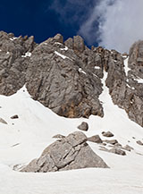 Scorcio sulle pareti del Versante Est del Corno Piccolo.
