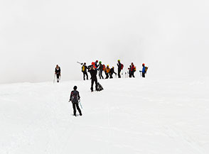 Gruppo di scialpinisti alla Sella del Calderone.