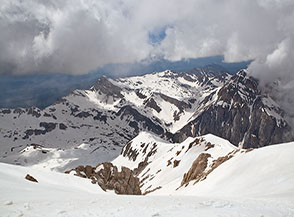 Vista verso Campo Pericoli dall&rsquo;attacco del Canale Bissolati.