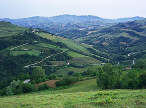 Scorcio sulle verdi colline intorno ad Arsita.