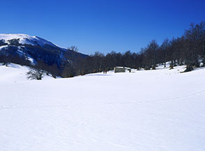Il pianoro di Campitello ed il suo piccolo rifugio.