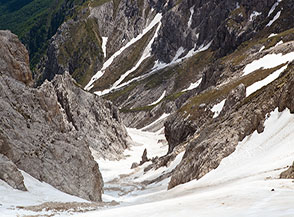 Tratto centrale del canalone della Valle dell&rsquo;Inferno.