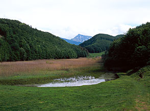 Il Lago di Pratignano racchiuso in una suggestiva conca alpina.