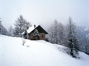 Scorcio invernale sopra le Granges di Valle Stretta.