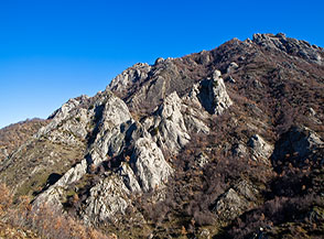 Bizzarre formazioni rocciose sul versante occidentale de le Murge a Castelmezzano.