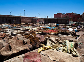 Conceria nel cuore della citt&agrave; vecchia (la Medina) a Marrakech.