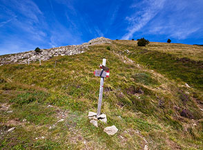 Bivio lungo l&rsquo;impegnativo sentiero che risale il Monte Alto da sud.