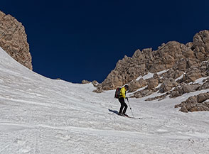 All&rsquo;uscita della strettoia del canale centrale alla Rava della Giumenta Bianca.