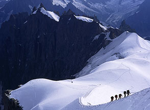 Sulla crestina finale che porta all&rsquo;Aiguille du Midi.