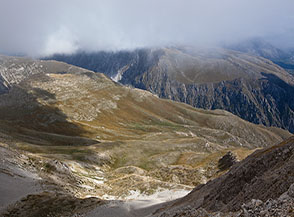 Vista sui Pratoni del Cafornia dalla cima del monte.
