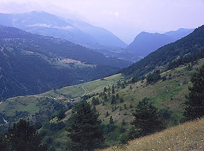 Salendo da Posta vista sulle Gole del Velino.