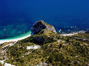 Un tratto di costa ai piedi del versante orientale del Monte Conero (dal Belvedere Sud).