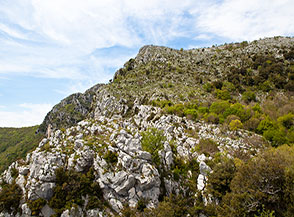 Monte Santa Croce ripreso da le Croci lungo la ripida Cresta Sud del monte.
