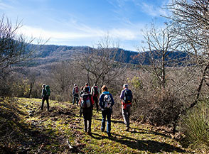 In cammino sulla pista che da Caserma Palazzo cala nel Fosso Scannacapre.