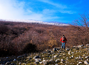 Risalendo il versante settentrionale del Monte Fa&igrave;to.