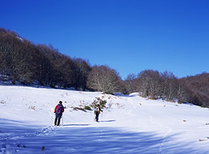 In cammino verso la Neviera nei pressi di Fonte Canale.