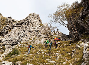 Verso la Forcella di Mezzo, fra Monte di Mezzo e Catiello.
