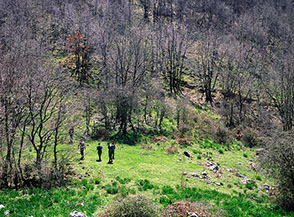 L&rsquo;amena selletta erbosa che divide Monte Fragoloso da Monte Revole.