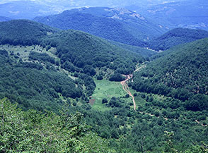 Vista sui Prati Sante Marie dalla cresta di Maglia Cupa.